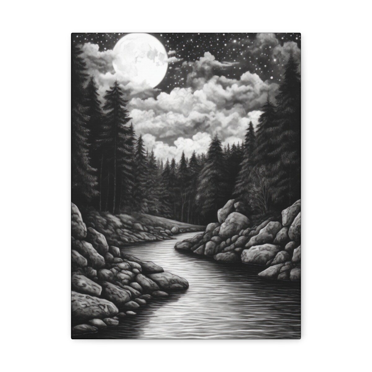 Ethereal Serenity - Black and White Realistic Landscape Drawing | eBay