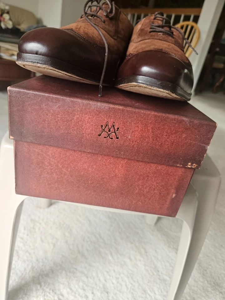 MEZLAN EXOTIC CAP TOE DERBY BROWN LEATHER SUEDE BUSINESS CASUAL DRESS FOR MEN 11 - Image 3 of 4