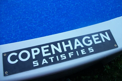 Vtg.~ "COPENHAGEN SATISFIES" Porcelain Enamel Sign Snuff Tobacco Advertising