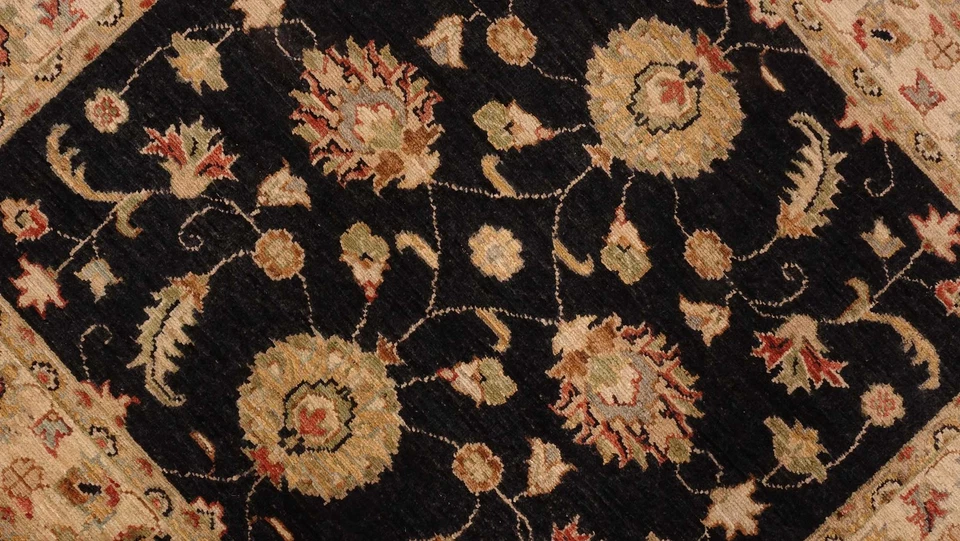 Chobi Ziegler Alfombra 100x100 Hecha A Mano Cuadrada Beige Floral Oriental - Imagen 4 de 4