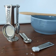 Celtic Knot Measuring Spoon Set – Handmade Pewter Spoons with Display Stand