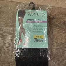 Love Your Assets Shaping Tights SPANX Textured Wishbone Black NEW Size 2 2049