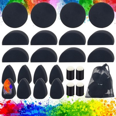 24+1 Pcs Face Paint Sponges Kit High Density Face & Body Painting Sponge Set Wit