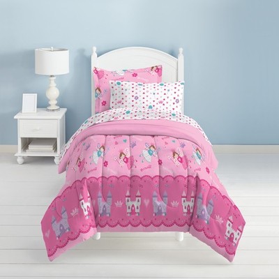 Dream Factory Magical Princess Toddler 4 Piece Comforter Set, Polyester, Pink