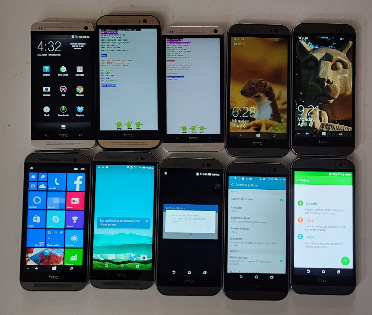 Smartphone lot - Lot of 10 -HTC One M7, HTC One M8 - Working, read! [CF-42]