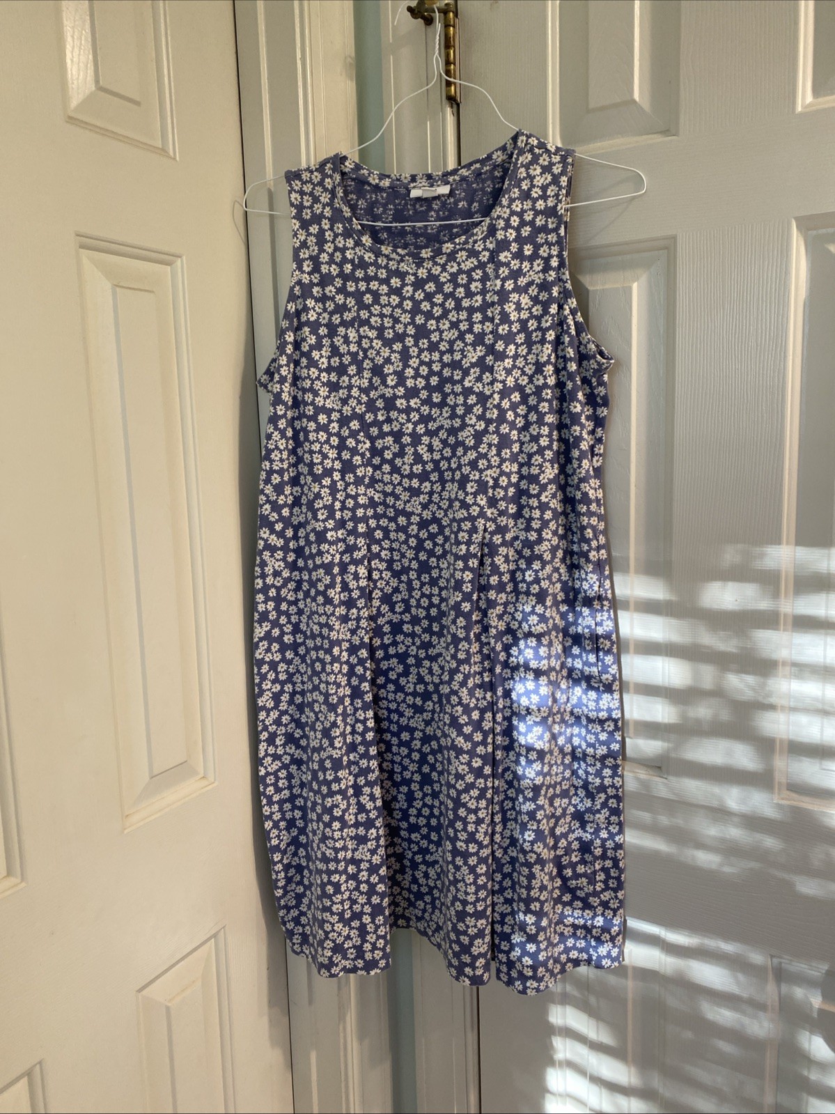 100% Cotton J Jill Daisy Print Lavender/Purple Dress With Pockets Size M Tall