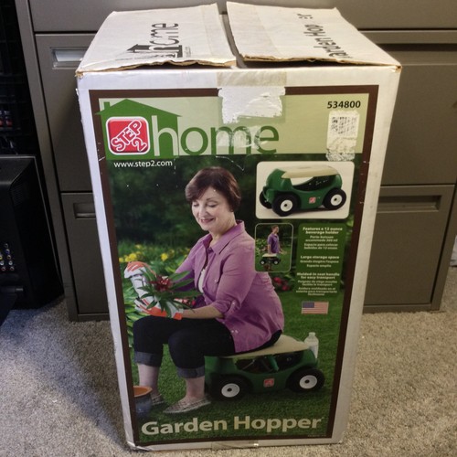 Vintage Step 2 Multi-purpose Rolling Garden Cart Hopper With Storage & Seat