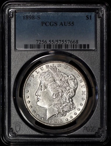 1898-S Morgan Silver Dollar $1 PCGS AU55 - White & Lustrous!