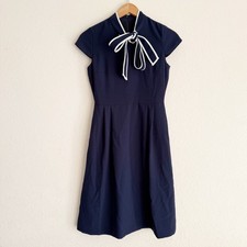J. Crew Tie Neck Blue Crepe Dress Size 0