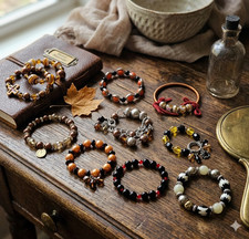 Brown Beaded Bracelets Bulk Mixed Glass Acrylic Stretch Bracelets 20 pc