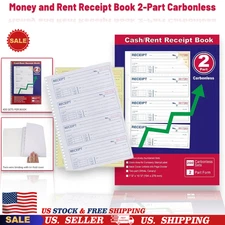Money & Rent Receipt Book 2-Part Carbonless 7-5/8" x 11" Spiral Bound 200 Sets