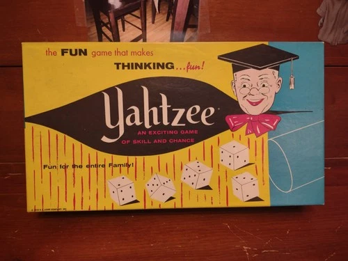 Vintage Yahtzee 1956 Game in Box #950 Yatzee E.S Lowe Co. BOARD GAME Original