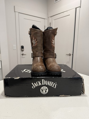 Jack Daniel’s Old No 7 Biker Boots Brown Size 8d Women’s NIB - Picture 2 of 7