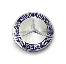 4 Tapacubos de aleación Mercedes Benz OEM cromo azul 75 mm 1 pieza A1714000125