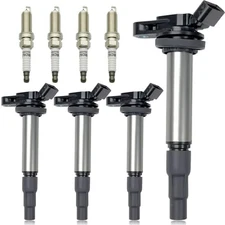 Set of 4 Ignition Coil Pack UF596 & Iridium Spark Plug Compatible with 2009-2...