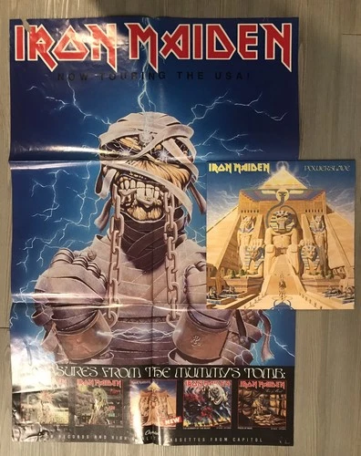 Iron Maiden 1984 Powerslave  SJ-12321 LP ➕poster 🇺🇸press