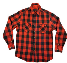 Vintage Sears Shirt Mens LT Red Black Buffalo Plaid Flannel Extra Tall Workwear
