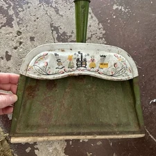 Vintage JV REED Metal Dust Pan M. Taber dutch Amish Folk Design M. Taber READ LN