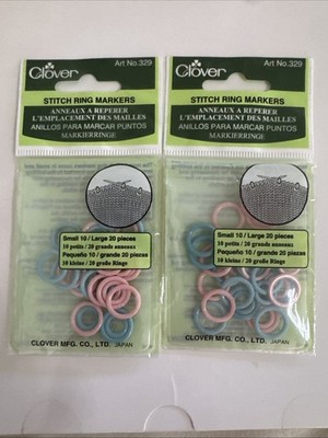 Lot of 2 Clover # 329 Stitch Marker Rings Small/Large 30/Pkg New