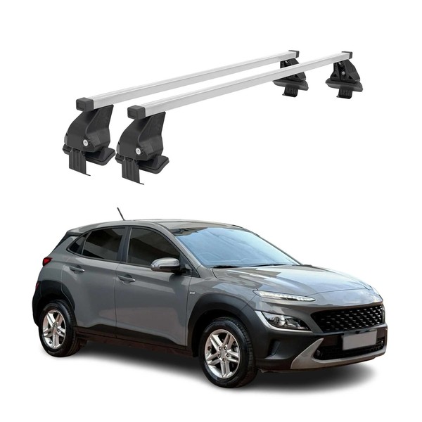Menabo DachträGer GrundtäGer FüR Hyundai Kona 2017-2023 50Kg Stahl Silber 2 Tlg-image
