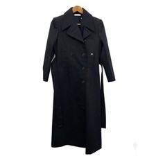CELINE Phoebe Philo Polyester Belted Long Coat Size 34 Black Made in Portugal