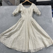 Vintage Lace Maxi Dress Sz S Ivory Coquette Bridal Wedding Ethereal Boho Fairy