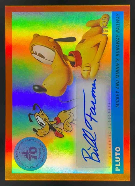 2025 Topps Disneyland Anniversary 1955 Icons Orange Bill Farmer Pluto Autogramm /25