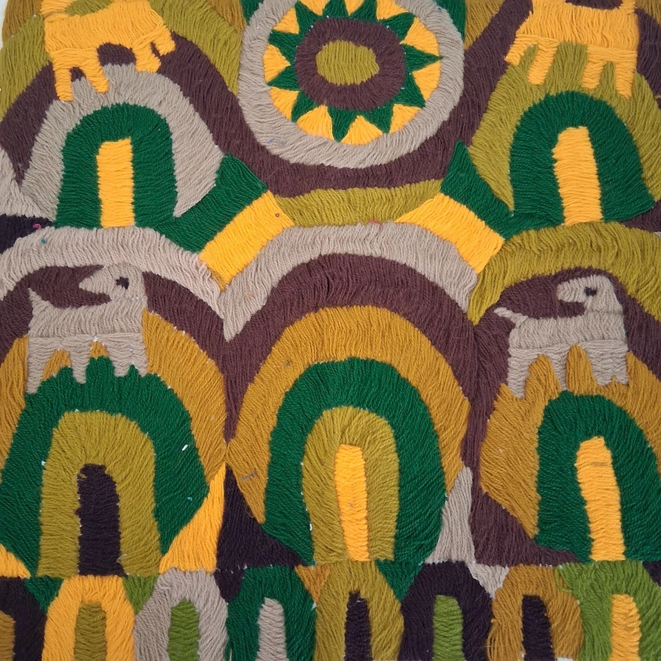 VTG Handmade Embroidery PAYA Guatemala Mayan Folk Art  Pillow Cover NO BACKING - Image 2 of 4