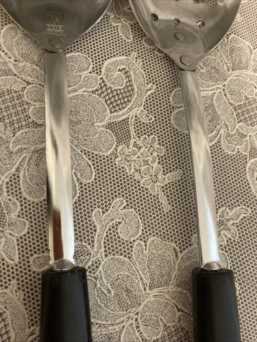 Set Of 2 Vintage Ekco Chrome Plated Cooking Spoons Serving Basting - Picture 3 of 12