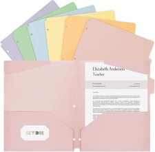 Plastic Folders with Pockets and Tabs   Set of 6 Colors, 2 Pocket Folders,