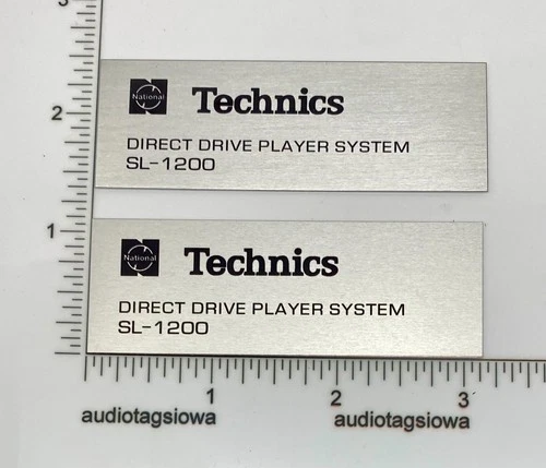 National Technics SL-1200 Turntable Badge Custom Made Silver Aluminum PAIR