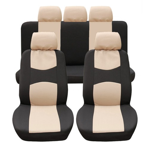 Ι Beige Black 9pcs Auto Cover Protector Set Breathable Dustproof Accessory - Picture 10 of 12