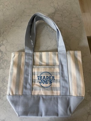 Trader Joe's Striped Mini Canvas Tote Bag 2026 Set Of 2 - Pink & Blue New/Unused