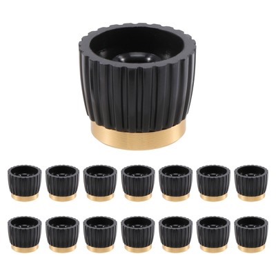 2X(15 Stck. Gitarrenverstärker Push-on Fit Regler schwarz mit Gold Aluminium Top1873