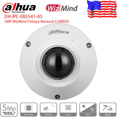 Dahua 5MP Fisheye IP Camera IPC-EB5541-AS WizMind Panoramic MIC Heat Map Alarm