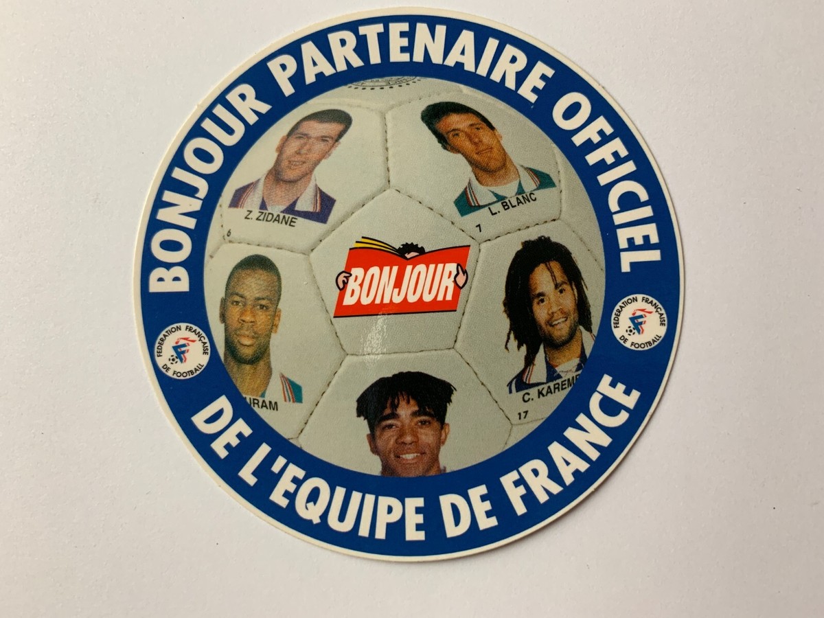 STICKER BONJOUR PARTENAIRE OFFICIEL DE L'EQUIPE DE FRANCE EURO 96
