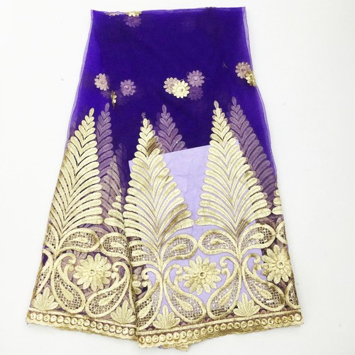 Lacebook Gold African Embroidery Lace Sequins Party Dress Tulle Mesh Lace - Picture 19 of 42
