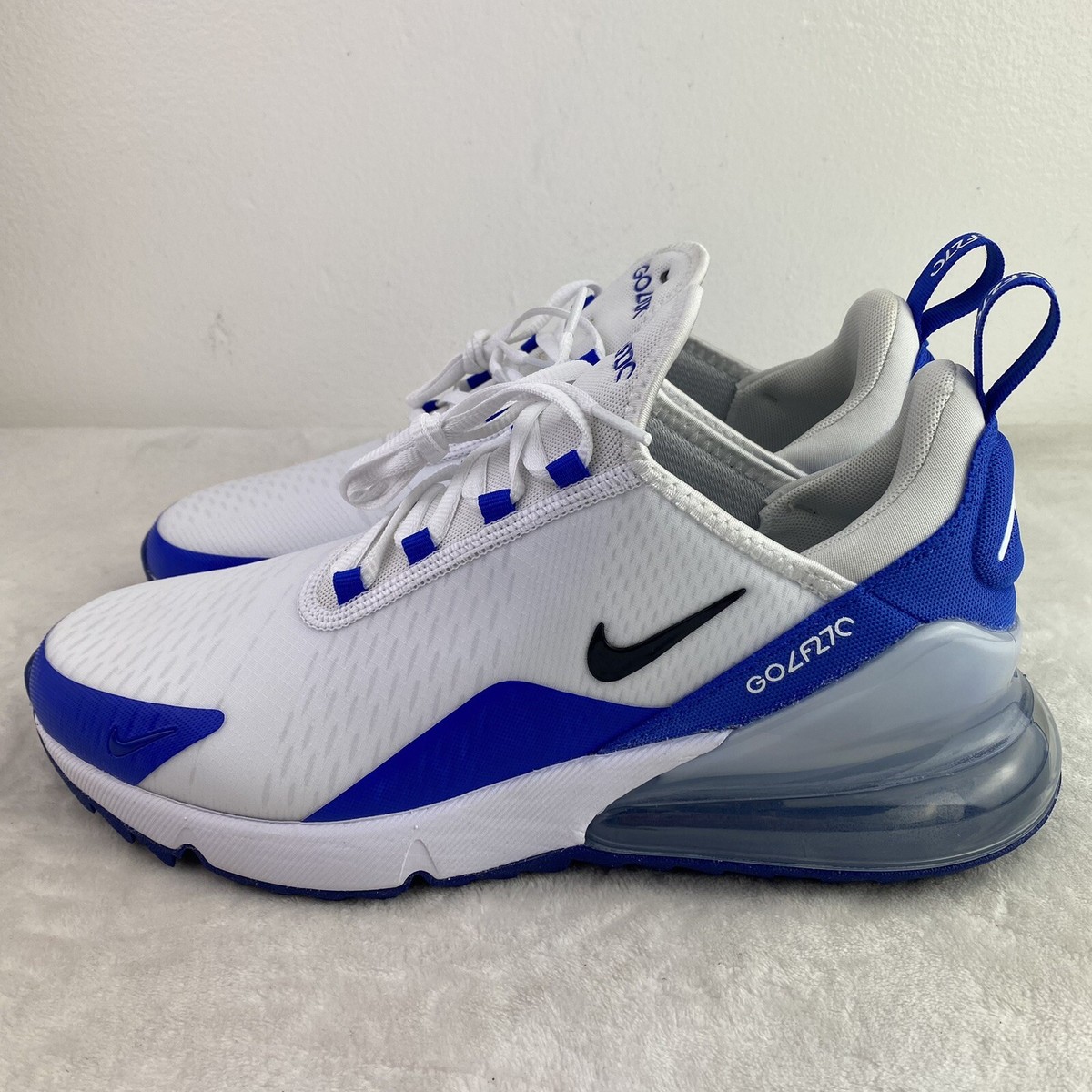 Nike Air Max 270 Golf Shoes White Blue Comfort CK6483-106 Men's