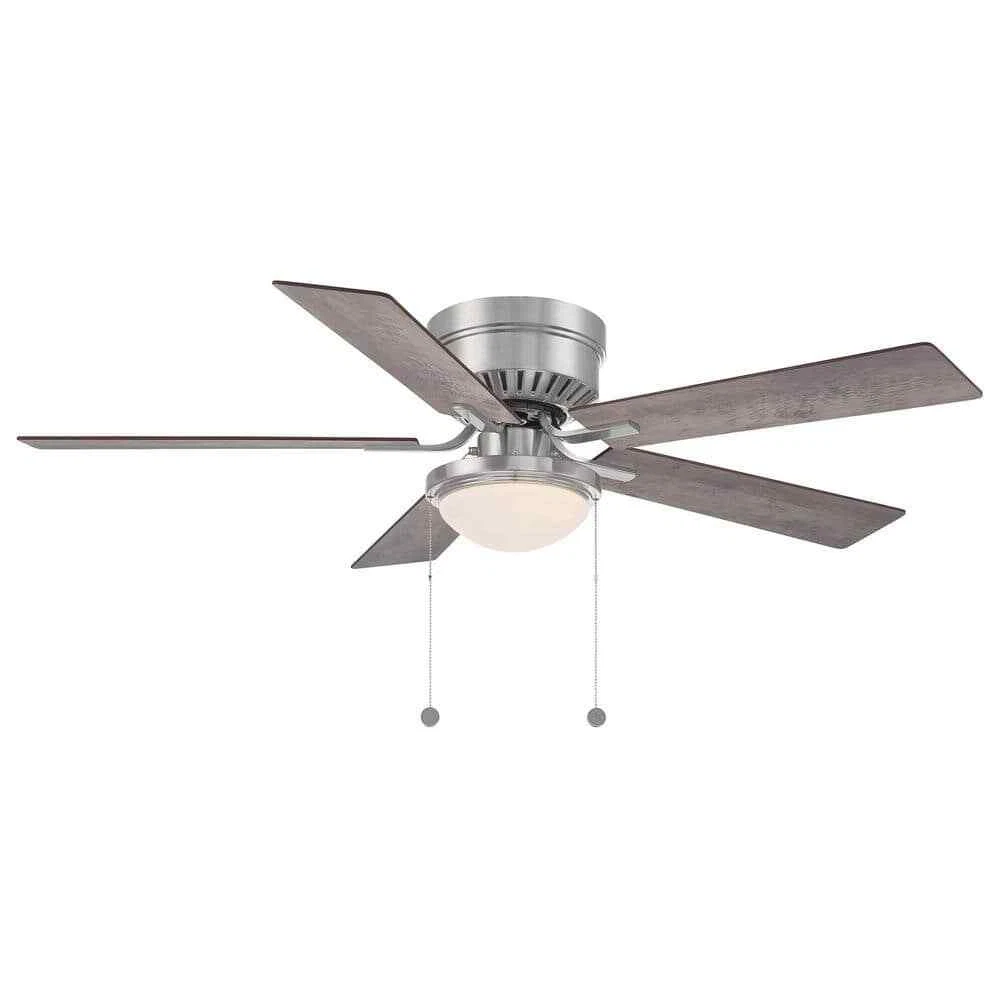 Hugger Ii 52 In. Led Indoor Brushed Nickel Ceiling Fan With Light 