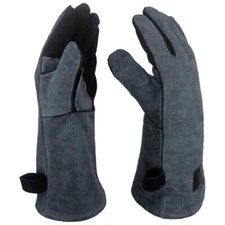 1 Paar Kamin Ofen Handschuh Grillhandschuh Kaminhandschuh aus Leder, bis 500°C