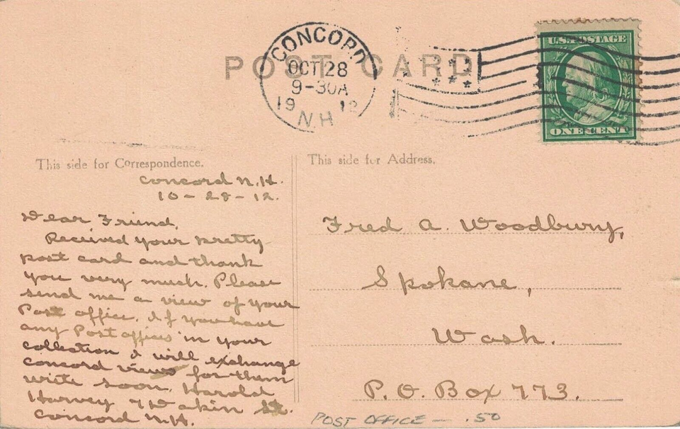 1912 Concord, New Hampshire Flag Cancel on a Photo Postcard of Local