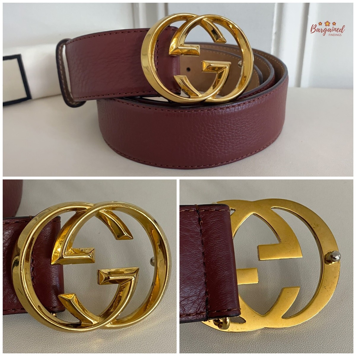 Authentic Gucci Red Pebbled Leather Gold Interlocking G Authentic Gucci Red Pebbled Leather Gold Interlocking G