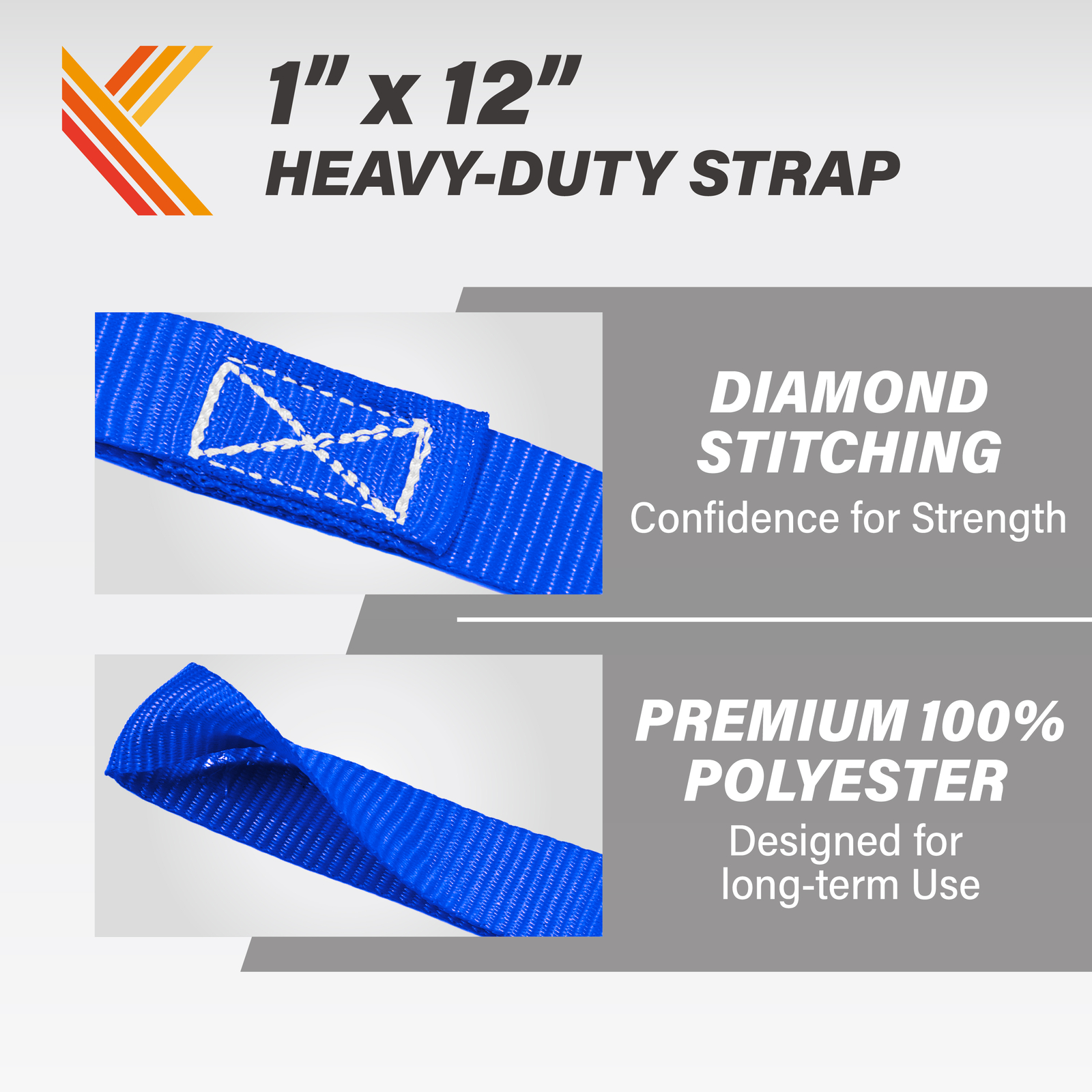 6 Pack 1" x 12" Soft Loop Tie Down Straps 4500lbs -Blue -for Motorcycle/ATV...