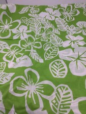 Green White Hawaiian Fabric Tropical Large Scale Poly Cotton 4 1/2 Y x 54" W F33