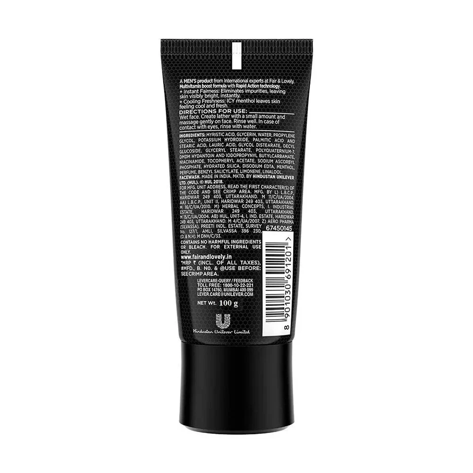 Fair and & Lovely Men Instant Fairness Rapid Action Face Wash -100gm 2x - Image 2 of 3