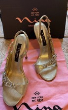 Nina Urara Platinum Wedding Evening Rhinestone Sandals Women’s US 5.5 M EUR 35.5