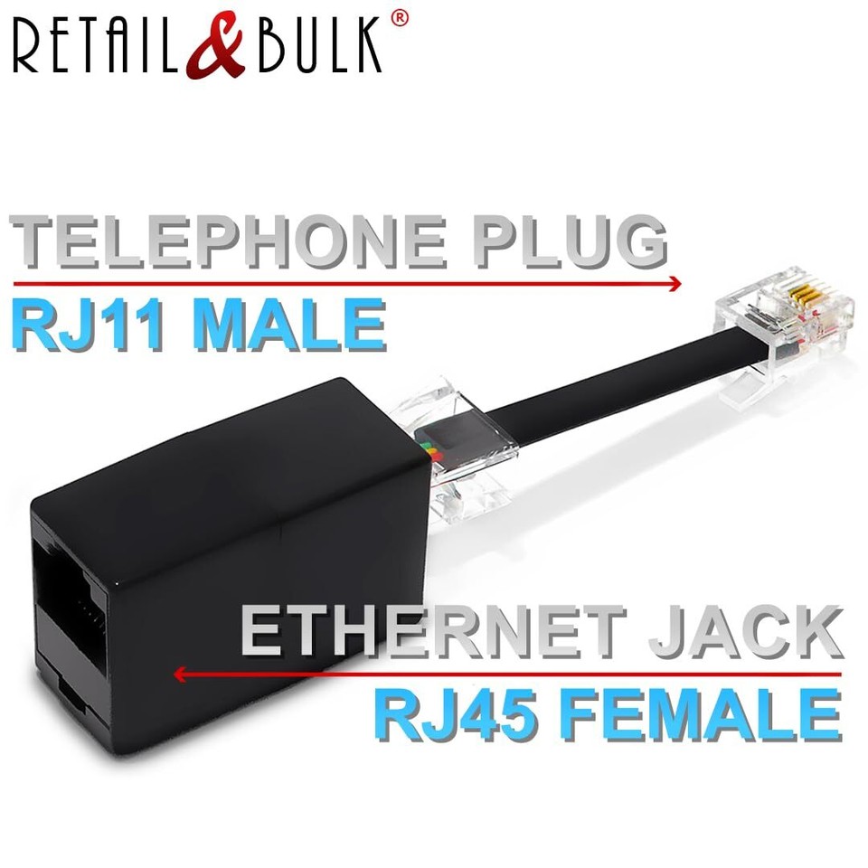 (1 Pack) Phone Jack to Adapter RJ45 Female to RJ11 Male for