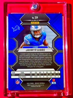 Jahmyr Gibbs RARE GOLD REFRACTOR ROOKIE CARD SP PANINI MOSAIC