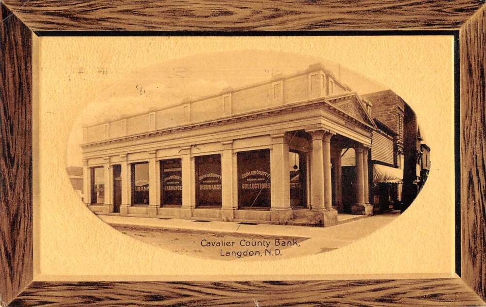 Langdon North Dakota Cavalier County Bank Real Photo Vintage Postcard