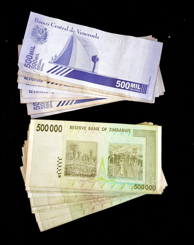 20 banconote - 10 ciascuna x Zimbabwe / Venezuela 500000 - circolate - Foto 2 di 2